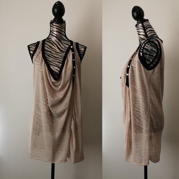 🖤 BEULAH Luxury Draped Sleeveless Sweater Blouse - Picture 1 of 8